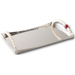 elegancki prezent taca Giannini z białymi perłami i czerwoną wstawką
