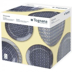 porcelanowe talerze w geometryczne wzory Tognana Siracusa 18 elementów, pudełko