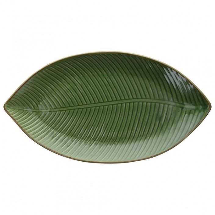 zielony, duży talerz w kształcie liścia tognana zaira 34 x 18 x 3 cm