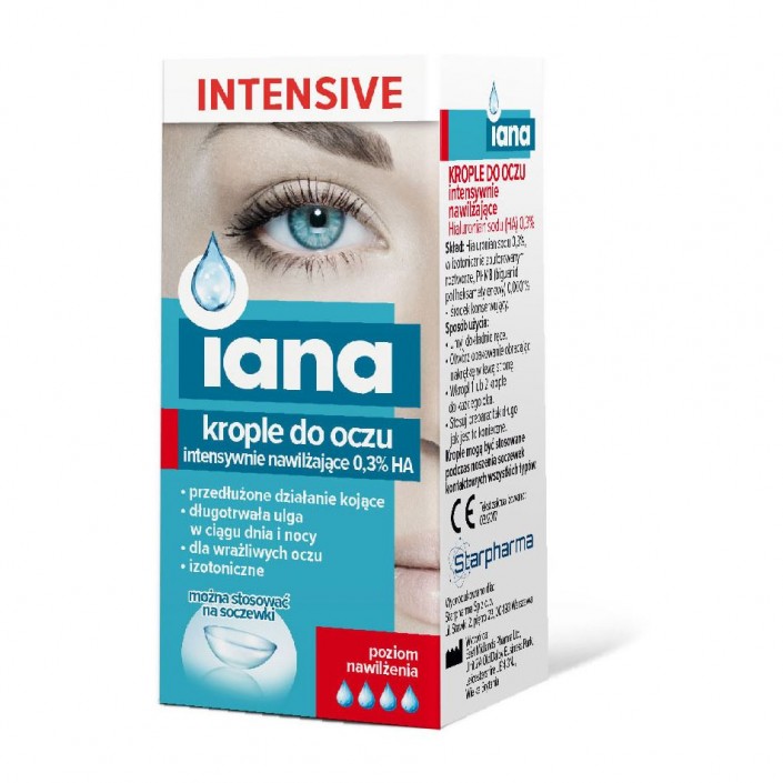IANA Krople do oczu INTENSIVE intensywnie nawilżające 0,3% HA 10ml STARPHARMA IANA Krople do oczu INTENSIVE intensywnie nawilżające 0,3% HA 10ml STARPHARMA